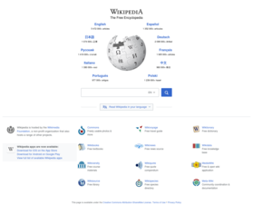 Detail of Wikipedia's multilingual portal. Here, the project's largest language editions are shown.