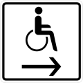 Zusatzzeichen 1000-23 Rollstuhlfahrer (Sinnbild), Pfeil rechtsweisend