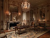 Boiserie from the Hôtel de Varengeville; circa 1736–1752; various materials, including carved, painted, and gilded oak; height: 5.58 m, width: 7.07 m, length: 12.36 m; in the Metropolitan Museum of Art (New York City)