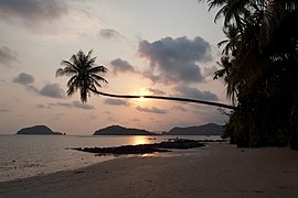 Koh Mak (island), Thailand, Sunset on the beach with palms.jpg