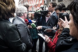 Labour Party Leader Eamon Gilmore, Deputy Leader Joan Burton and Labour TD John Lyons launched Labour's latest Stability Treaty poster today (7234484342).jpg