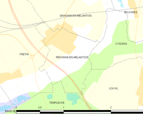Poziția localității Péronne-en-Mélantois
