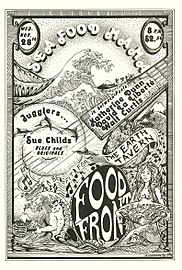 Advertising poster for Bob Gardiner's multi-media fundraiser event on behalf of The Food Front, November 28, 1979, at The Earth Tavern, Portland, OR.