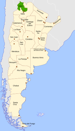 Location o Jujuy athin Argentinae