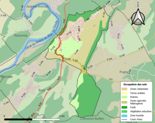 Carte en couleurs présentant l'occupation des sols.