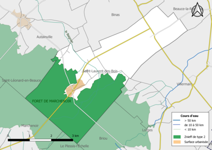 Carte des ZNIEFF de type 2 localisées sur la commune[Note 3].