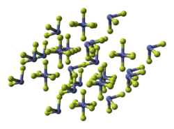 Modello a sfere e bastoncini della struttura cristallina del trifluoruro di cobalto