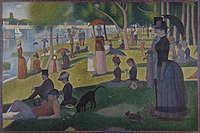 Georges-Pierre Seurat, 1884–1886, Nedělní odpoledne na ostrově Grande Jatte, 207,6 cm x 308 cm, Art Institute of Chicago