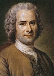 Jean-Jacques Rousseau (Quentin de la Tour, 1753) é o pai intelectual das revolucións de finais do século XVIII. Ve na sociedade corrupta do Antigo Réxime menos valores que no bo salvaxe (avanzado no seu Discours sur les Sciences et les Arts -"Discurso sobre as Ciencias e as Artes"- e popularizado coa novela Emilio). A súa doutrina de Contrato social, baseado nese concepto da bondade natural do home, levará á procura da soberanía nacional, e máis adiante, da democracia, pero tamén está na orixe intelectual do estado uniformador e totalitario das ditaduras do século XX.