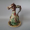 Horse Ewer, 14.6 in, coloured glazes, Palissy style