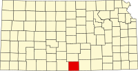 Map of Kanzas highlighting Harper County