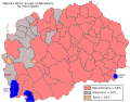 Verspreiding van Macedoniërs in Noord-Macedonië op regionaal niveau (2002)