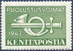 Stamp of Finland - 1943 - Colnect 370976 - Posthorn and sword.jpeg