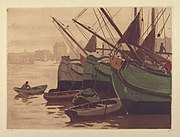 Torfschiffe im Außenhafen des Nordhollandkanals (1910)