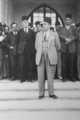 الرئيس شكري القوتلي في زيارة رسمية إلى مدينة حمص - 16 آيار 1947. برفقة زعيم حمص الرئيس الأسبق هاشم الأتاسي ونائب رئيس مجلس النواب محمد بك العايش.