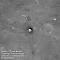 El sitio de aterrizaje, como lo tomó la imagen del LRO en 2009