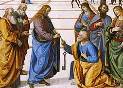 Christ Handing the Keys to St. Peter by Pietro Perugino (crop).jpg