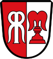 Gemeinde Ottmarshausen Gespalten von Rot und Silber; vorne der silberne Doppelbuchstabe R, hinten ein roter Schachrochen.