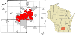 Location in Dane County and the state of وسکونسن.