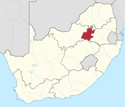 Gauteng Etelä-Afrikan kartalla
