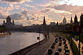 Kremlevskaya Naberezhnaya and Moscow skyline.