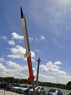 Modelo do foguete Sonda I em exposição