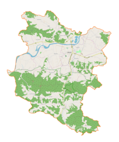 Mapa konturowa gminy Zakliczyn, na dole nieco na lewo znajduje się punkt z opisem „Dzierżaniny”