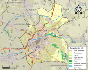 Carte en couleurs présentant l'occupation des sols.