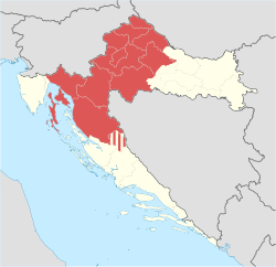   كرواتيا التاريخية تظهر تقريبًا على خريطة من الدول الكرواتية الحالية