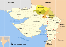 Localisation de District de Mehsanaમહેસાણા જિલ્લો