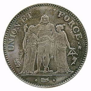 5 francs Type Hercule, Union et Force, Première République, An 5 [1795].