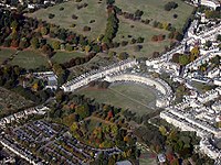 Aerial view of Royal Crescent at Bath