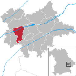 Elhelyezkedése Dingolfing-Landau járás térképén