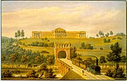 Palaciu de Rosenstein col túnel de Rosenstein en 1846 na apertura de la llinia ferrial Stuttgart-Esslingen