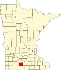 ワトンワン郡の位置を示したミネソタ州の地図
