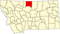 Map of Montana highlighting Hill County