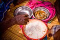 Ugali and usipa (small fish), staples of the Yawo people of the African Great Lakes.