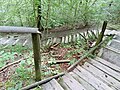 Durch umgestürzte Bäume beschädigte Treppe beim Wanderweg Seite Altersresidenz Tägerhalde