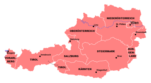 Østrigs inddeling i 9 delstater