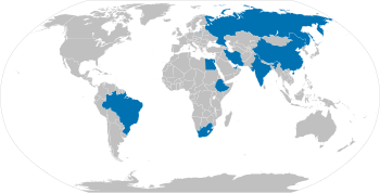 Map of BRICS countries