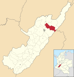 Location of the municipality and town of Tello, Huila in the Huila Department of Colombia.