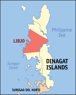 Map of Dinagat Islands with Libjo highlighted