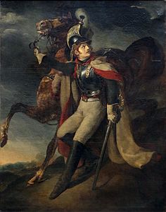 Coracero herido que abandona la línea del frente (1814).