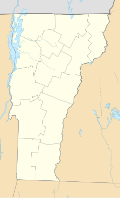Mapa konturowa Vermontu, blisko centrum u góry znajduje się punkt z opisem „South Barre”