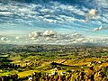 The hilly countryside around کالتانیستا، in central Sicily