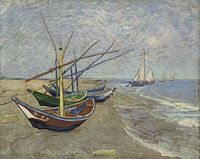 Kapal-kapal Nelayan di Pantai Saintes-Maries, Juni 1888. Museum Van Gogh, Amsterdam