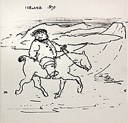 William Morris on Pony in Iceland 1870 cartoon by Edward Burne-Jones.jpg