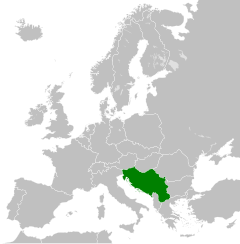 Jugoslaviens läge i Europa