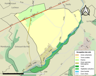 Carte en couleurs présentant l'occupation des sols.