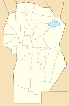 Mapa konturowa Córdoby, blisko centrum po lewej na dole znajduje się punkt z opisem „Río Cuarto”